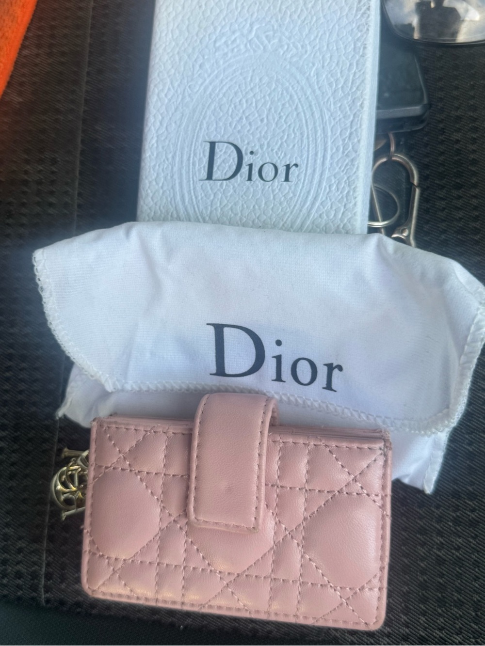Dior Blush Pink Quilted Leather Card Case Wallet